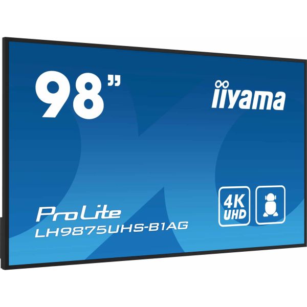 iiyama LH9875UHS-B1AG beeldkrant Digitale signage flatscreen 2,48 m (97.5") LED Wifi 500 cd/m² 4K Ultra HD Zwart Type processor Android 11 24/7 (LH9875UHS-B1AG) iiyama LH9875UHS-B1AG beeldkrant Digitale signage flatscreen 2,48 m (97.5") LED Wifi 500 cd/m² 4K Ultra HD Zwart Type processor Android 11 24/7 (LH9875UHS-B1AG)