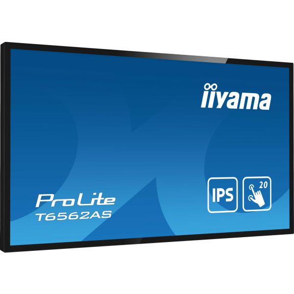 iiyama T6562AS-B1 beeldkrant Kiosk-ontwerp 163,8 cm (64.5") LED 500 cd/m² 4K Ultra HD Zwart Touchscreen Type processor Android 8.0 24/7 (T6562AS-B1)