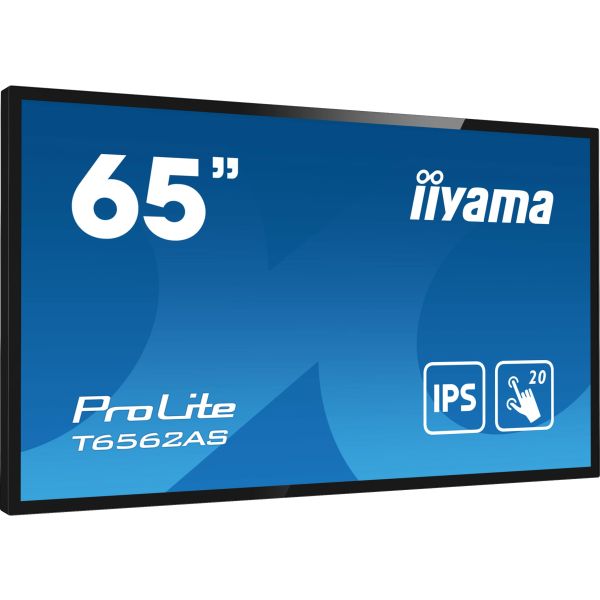 iiyama T6562AS-B1 beeldkrant Kiosk-ontwerp 163,8 cm (64.5") LED 500 cd/m² 4K Ultra HD Zwart Touchscreen Type processor Android 8.0 24/7 (T6562AS-B1)