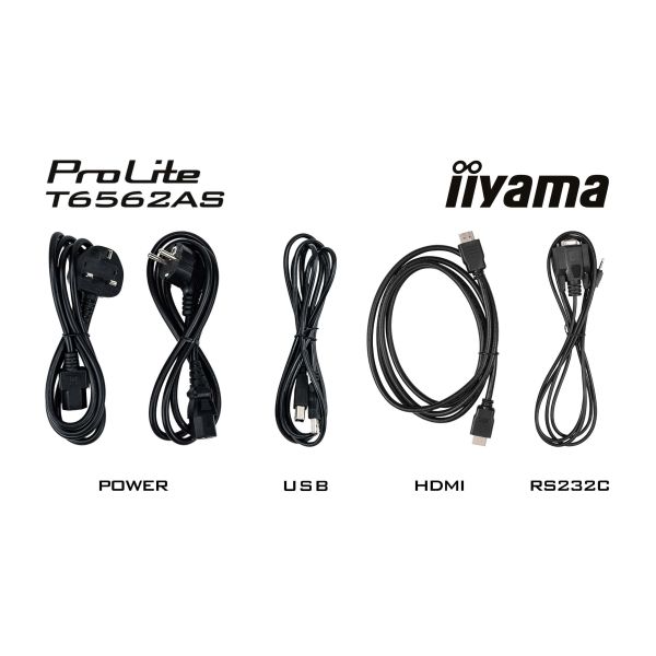 iiyama T6562AS-B1 beeldkrant Kiosk-ontwerp 163,8 cm (64.5") LED 500 cd/m² 4K Ultra HD Zwart Touchscreen Type processor Android 8.0 24/7 (T6562AS-B1)
