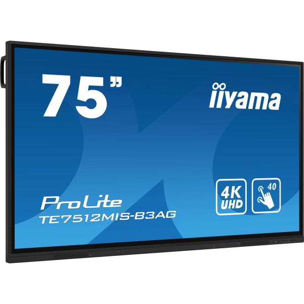 iiyama TE7512MIS-B3AG beeldkrant Kiosk-ontwerp 190,5 cm (75") LCD Wifi 400 cd/m² 4K Ultra HD Zwart Touchscreen Type processor Android 11 24/7 (TE7512MIS-B3AG)