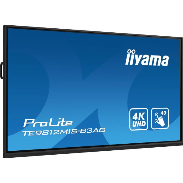 iiyama TE9812MIS-B3AG beeldkrant Kiosk-ontwerp 2,48 m (97.5") LCD Wifi 400 cd/m² 4K Ultra HD Zwart Touchscreen Type processor Android 11 24/7 (TE9812MIS-B3AG)
