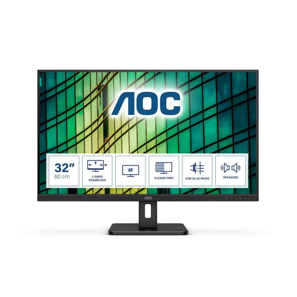 AOC E2 U32E2N computer monitor 80 cm (31.5") 3840 x 2160 Pixels 4K Ultra HD LED Zwart (U32E2N)