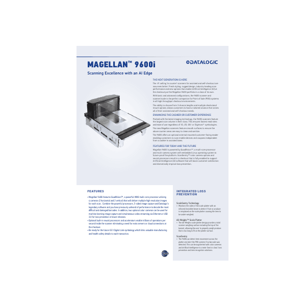 Datalogic MAGELLAN 9600I SCANNER ONLY ADAPTIVE MED (96113102000-000530)