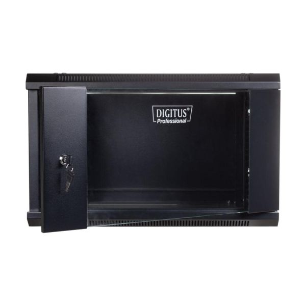 Digitus 4U wall mounting cabinet 19 rack 600x450, glass door, mounted, 60kg, grey (RAL 7035) (DN-W19 04U/450)