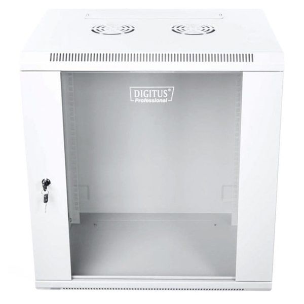 Digitus 12U wall mounting cabinet 19 rack 600x450, glass door, mounted, 60kg, grey (RAL 7035) (DN-W19 12U/450)
