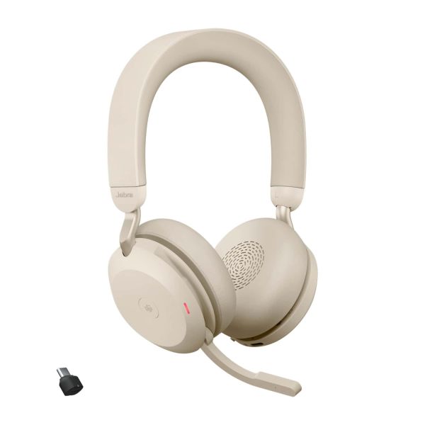 Jabra Evolve2 75 Headset Draadloos Hoofdband Kantoor/callcenter USB Type-C Bluetooth Oplaadhouder Beige (27599-999-898)
