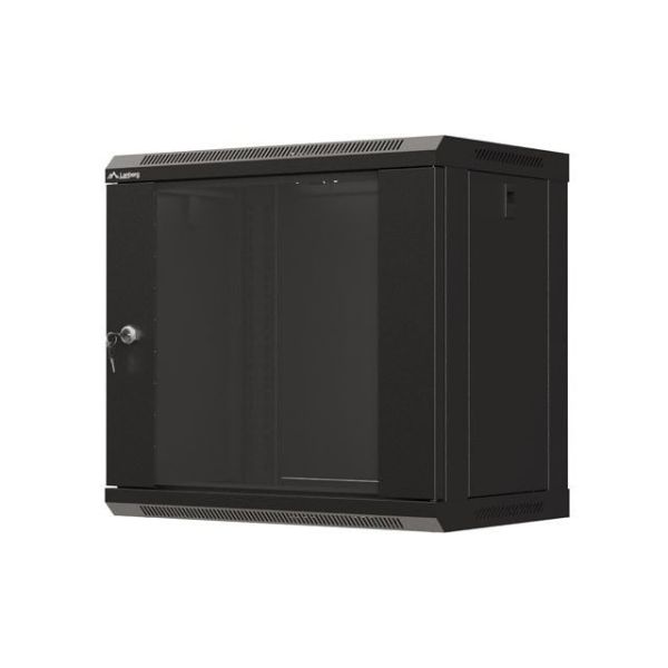 LANBERG 19  9U 540x350 Wandgehäuse Glastür (FlatPack) sw (WF03-5309-10B)