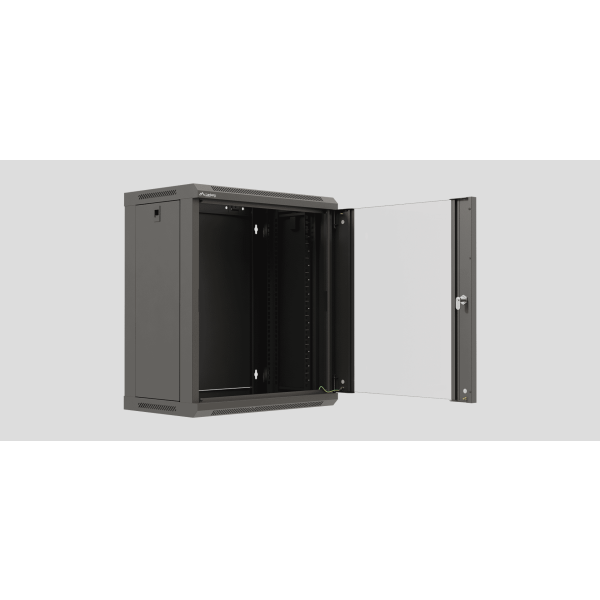 Lanberg 19" Wandkast 12U 540x350 Glazen Deur Zwart (WF03-5312-10B)