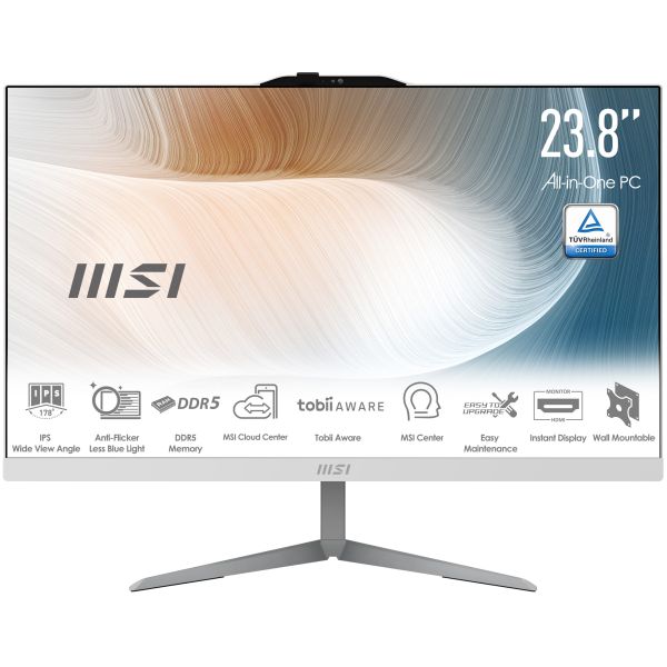 MSI Modern AM242 1M-1220EU Intel Core 5 120U 60,5 cm (23.8") 1920 x 1080 Pixels Alles-in-één-pc 8 GB DDR5-SDRAM 512 GB SSD Windows 11 Pro Wi-Fi 6E (802.11ax) Wit (MODERN AM242 1M-1220EU) MSI Modern AM242 1M-1220EU Intel Core 5 120U 60,5 cm (23.8") 1920 x 1080 Pixels Alles-in-één-pc 8 GB DDR5-SDRAM 512 GB SSD Windows 11 Pro Wi-Fi 6E (802.11ax) Wit (MODERN AM242 1M-1220EU)