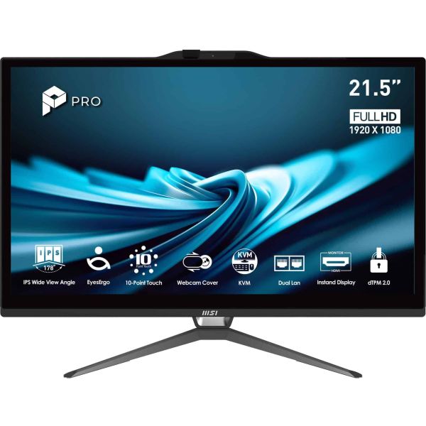 MSI Pro AP222T 14MA-613EU Intel® Core™ i3 i3-14100 54,6 cm (21.5") 1920 x 1080 Pixels Touchscreen Alles-in-één-pc 8 GB DDR4-SDRAM 512 GB SSD Windows 11 Home Wi-Fi 5 (802.11ac) Zwart (PRO AP222T 14MA-613EU)