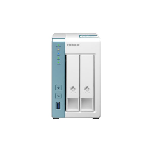 QNAP TS-231K data-opslag-server NAS Tower Annapurna Labs Alpine AL-214 1 GB DDR3 0 TB QNAP QTS Turkoois, Wit (TS-231K)