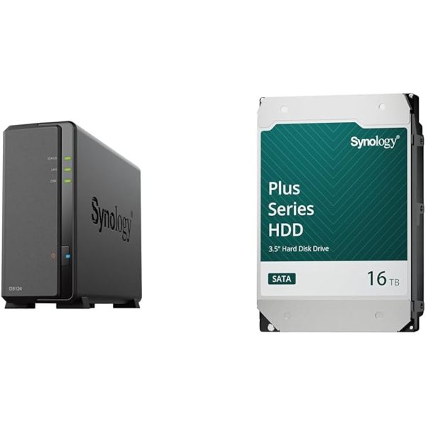 Synology DiskStation DS124 NAS + 16TB HAT3310 Harde Schijf (DS124 & HAT3310-16T)