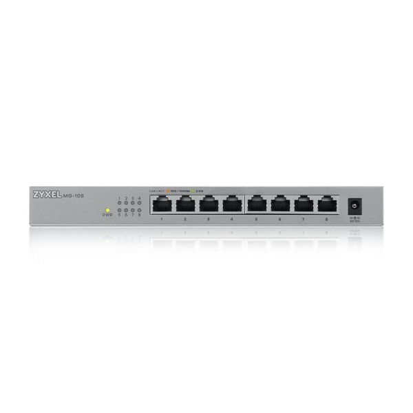 Zyxel MG-108 Unmanaged 2.5G Ethernet (100/1000/2500) Staal (MG-108-ZZ0101F)