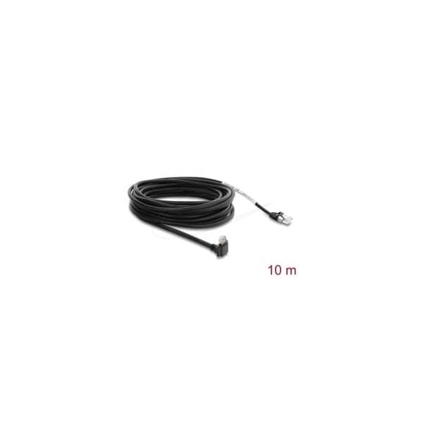 Delock GigE Kamera Kabel RJ45 Stecker 90° gewinkelt mit Schrauben, Steckerlänge 28 mm zu RJ45 Stecker Cat.6 S/FTP 10 m schwarz ( (80966)