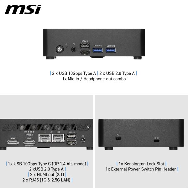 MSI Cubi NUC TWG N250 BB USFF Zwart Intel SoC BGA 1264 3,8 GHz (936-B21211-002) MSI Cubi NUC TWG N250 BB USFF Zwart Intel SoC BGA 1264 3,8 GHz (936-B21211-002)