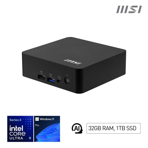 MSI Cubi NUC AI+ 3MG-002EU Copilot+ PC Intel Core Ultra 9 386H 32 GB DDR5-SDRAM 1 TB SSD Windows 11 Pro Mini PC Zwart (9S6-B21111-002)
