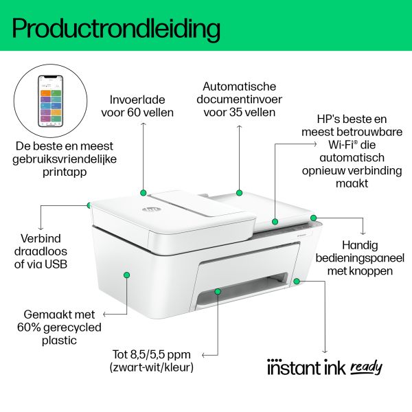 HP DeskJet 4220e Draadloos All-in-One Kleur Printer, Instant Ink; Kopieerapparaat, scanner (588K4B#686) HP DeskJet 4220e Draadloos All-in-One Kleur Printer, Instant Ink; Kopieerapparaat, scanner (588K4B#686)