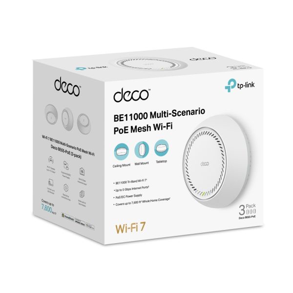 TP-Link DECO BE65-POE Tri-band (2,4 GHz / 5 GHz / 6 GHz) Wi-Fi 7 (802.11be) Wit 2 Intern