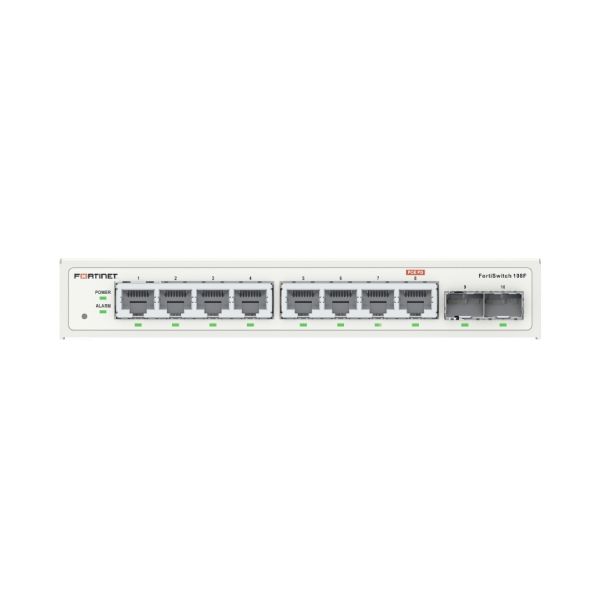 Fortinet FortiSwitch-108F L2 Switch - 8 x GE RJ45 ports 2 x GE SFP Fanless 12V/3A power adapter of input voltage 100 - 240VAC an (FS-108F-EU)