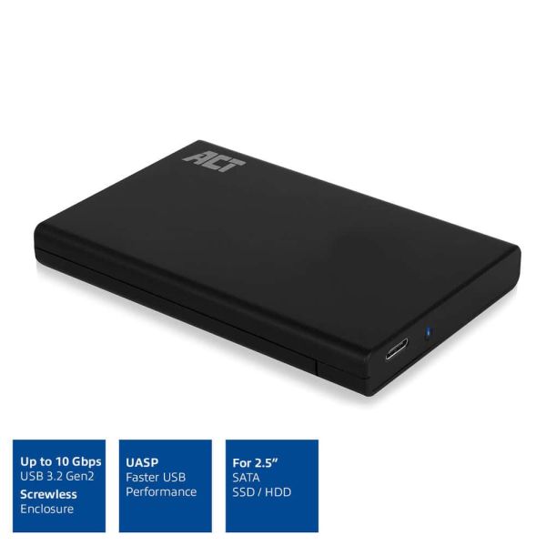ACT AC1225 behuizing voor opslagstations HDD-/SSD-behuizing Zwart 2.5 (AC1225)