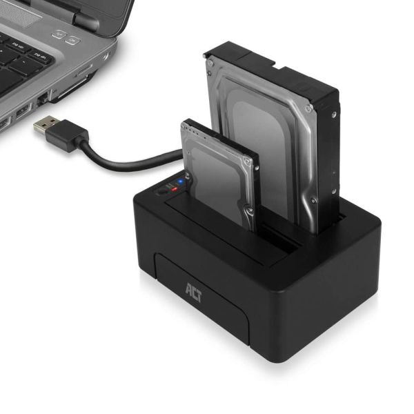 ACT AC1504 basisstation voor opslagstations USB 3.2 Gen 1 (3.1 Gen 1) Type-B Zwart (AC1504)