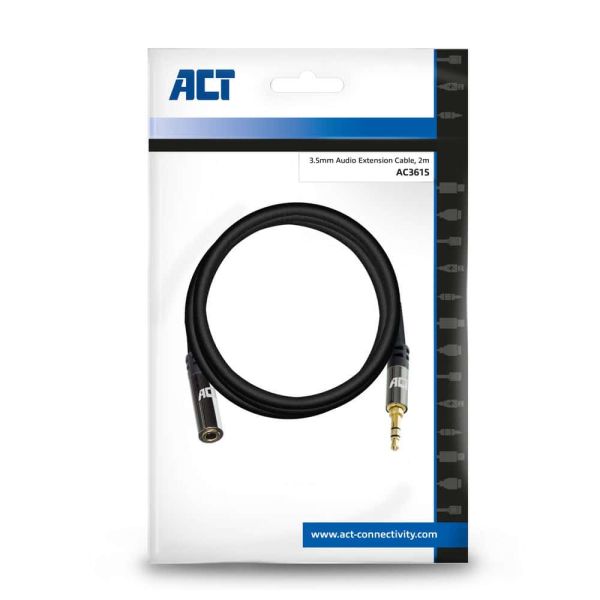 ACT AC3615 audio kabel 2 m 3.5mm Zwart (AC3615)