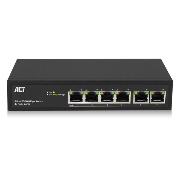 ACT AC4430 6-Poorts 10/100Mbps Switch | 4x PoE+ poorten (AC4430)