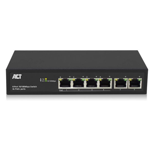 ACT 6-Poorts 10/100Mbps Switch | 4x PoE+ poorten (AC4430)