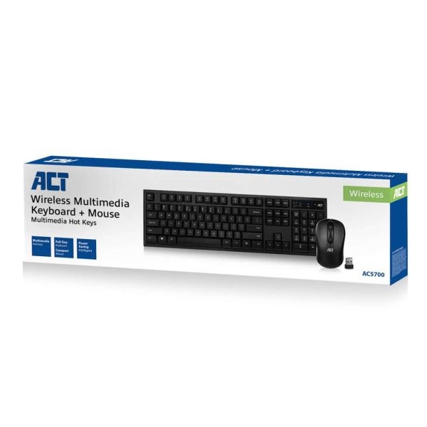 ACT AC5700 toetsenbord Inclusief muis RF Draadloos QWERTY US International Zwart (AC5700)