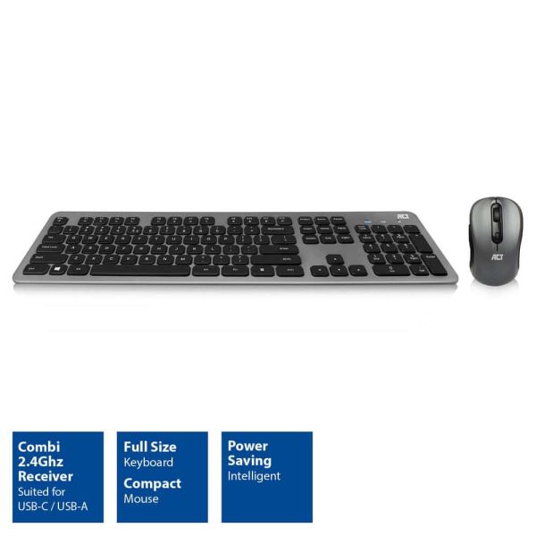 ACT AC5710 toetsenbord Inclusief muis RF Draadloos QWERTY UK International Zwart (AC5710)