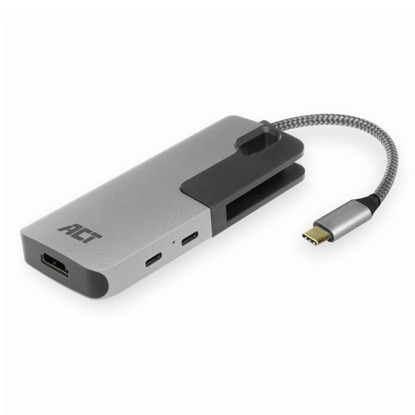 ACT AC7021 USB-C naar HDMI female adapter met PD Pass-Through, 4K, USB-A , USB-C port, kaartlezer (AC7021) ACT AC7021 USB-C naar HDMI female adapter met PD Pass-Through, 4K, USB-A , USB-C port, kaartlezer (AC7021)