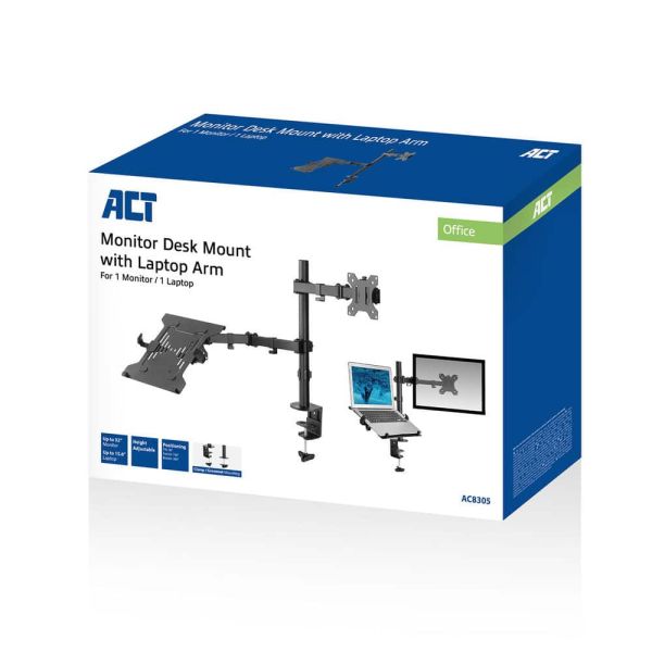 ACT Monitorarm met laptophouder, 1 scherm (AC8305)