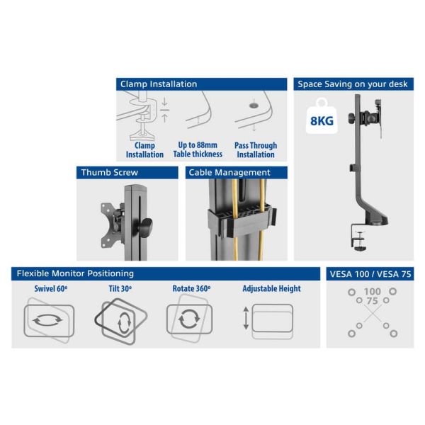 ACT Monitorarm office solid pro, 2 schermen (AC8321)
