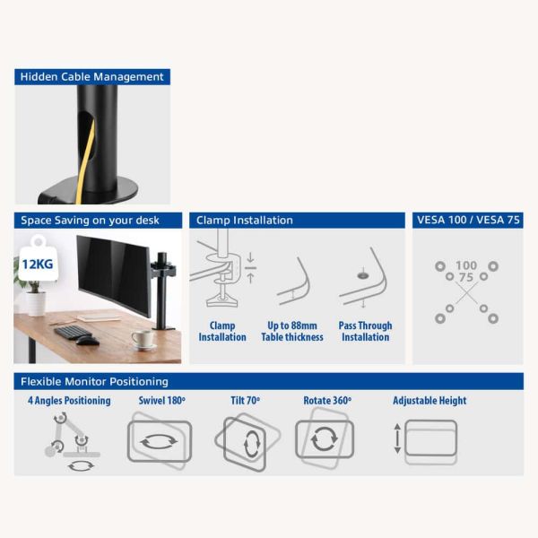 ACT Monitorarm office solid pro, 2 schermen (AC8326)