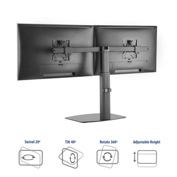 ACT Monitorarm office, op voet met gasveer, crossbar, 2 schermen (AC8332)