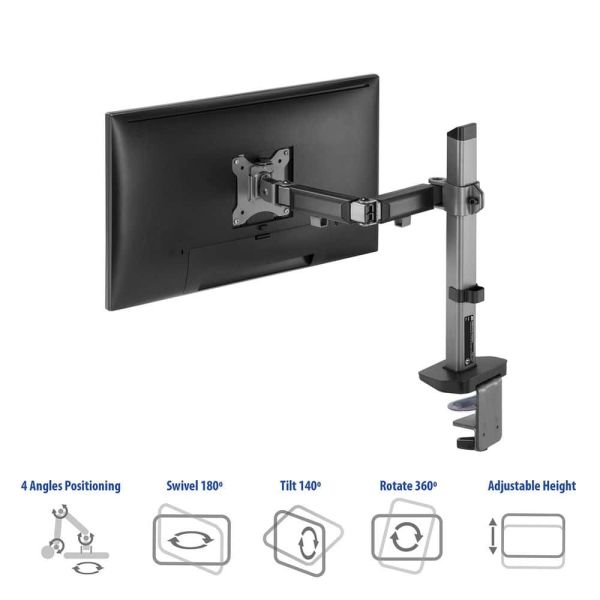 ACT Monitorarm office, 1 scherm, zilver (AC8335)