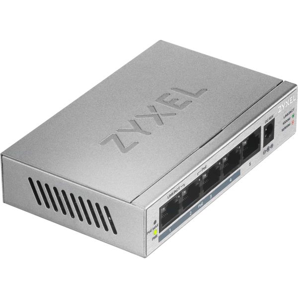 Zyxel GS1005HP Unmanaged Gigabit Ethernet (10/100/1000) Power over Ethernet (PoE) Zilver (GS1005HP-EU0101F)