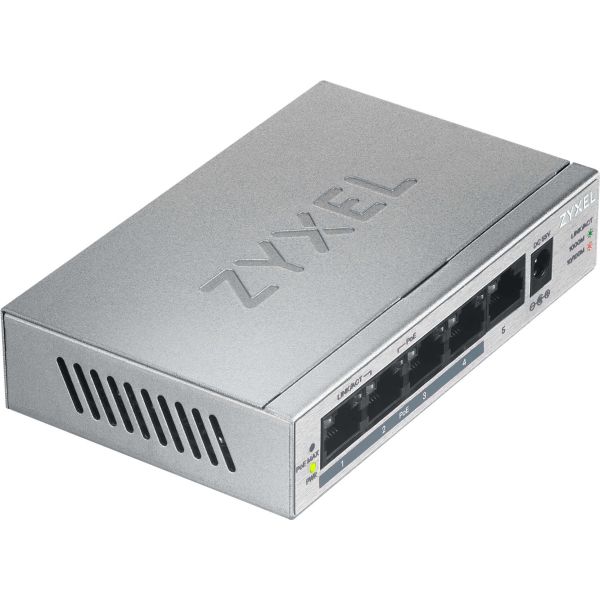 Zyxel GS1005HP Unmanaged Gigabit Ethernet (10/100/1000) Power over Ethernet (PoE) Zilver (GS1005HP-EU0101F)