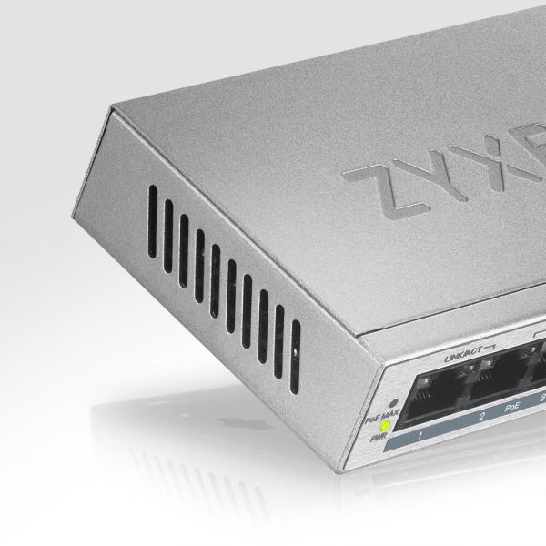 Zyxel GS1005HP Unmanaged Gigabit Ethernet (10/100/1000) Power over Ethernet (PoE) Zilver (GS1005HP-EU0101F)