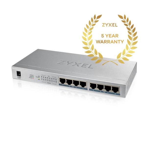 Zyxel GS1008HP Unmanaged Gigabit Ethernet (10/100/1000) Power over Ethernet (PoE) Grijs (GS1008HP-EU0101F)