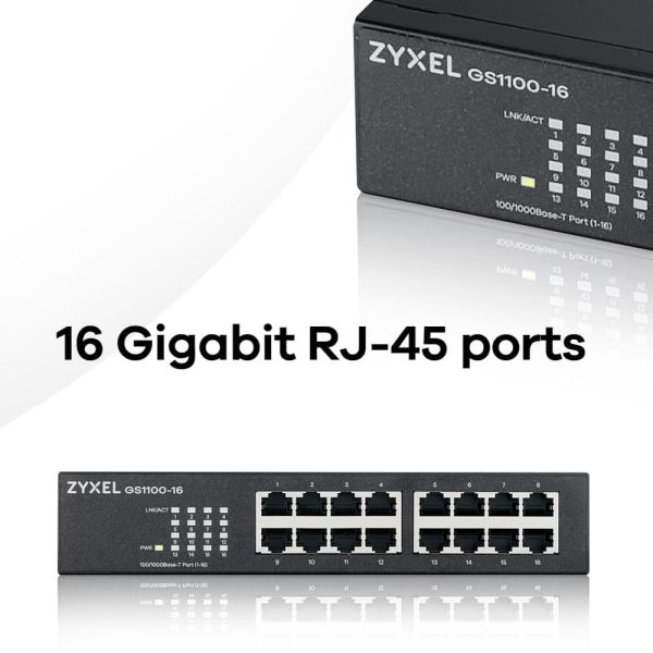 Zyxel GS1100-16 Unmanaged Gigabit Ethernet (10/100/1000) (GS1100-16-EU0103F)