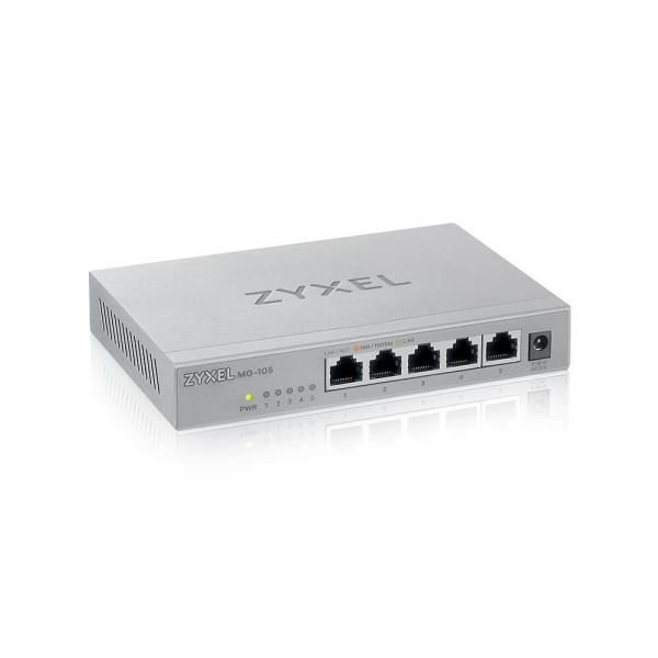 Zyxel MG-105 Unmanaged 2.5G Ethernet (100/1000/2500) Staal (MG-105-ZZ0101F)