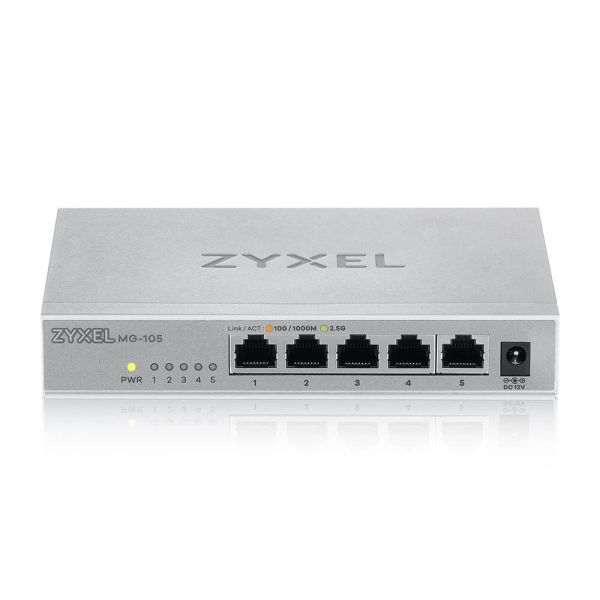 Zyxel MG-105 Unmanaged 2.5G Ethernet (100/1000/2500) Staal (MG-105-ZZ0101F)