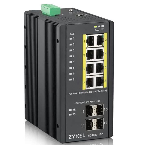 Zyxel RGS200-12P Managed L2 Gigabit Ethernet (10/100/1000) Power over Ethernet (PoE) Zwart (RGS200-12P-ZZ0101F)