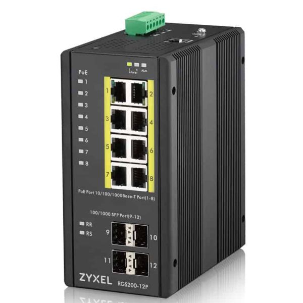 Zyxel RGS200-12P Managed L2 Gigabit Ethernet (10/100/1000) Power over Ethernet (PoE) Zwart (RGS200-12P-ZZ0101F)
