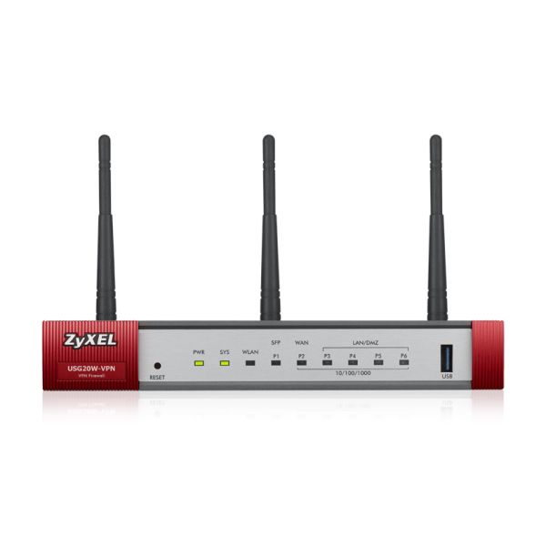 Zyxel USG20W-VPN-EU0101F draadloze router Gigabit Ethernet Dual-band (2.4 GHz / 5 GHz) 4G Grijs, Rood (USG20W-VPN-EU0101F)