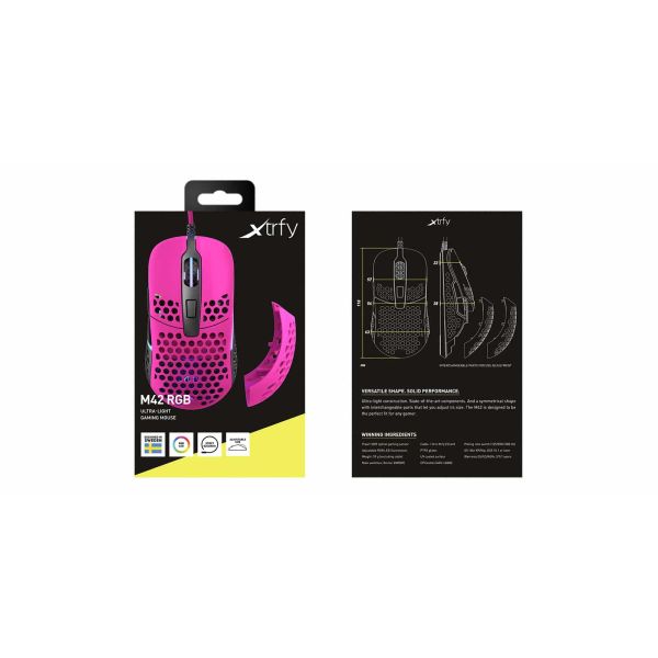 Xtrfy M42 RGB muis Ambidextrous USB Type-A Optisch 16000 DPI (M42-RGB-PINK)