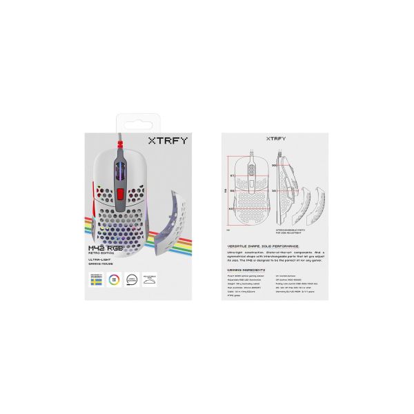 Xtrfy M42 muis Ambidextrous USB Type-A Optisch 16000 DPI (M42-RGB-RETRO)