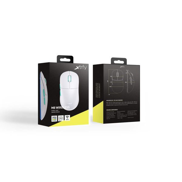 Xtrfy M8 muis Rechtshandig RF Draadloos Optisch 26000 DPI (M8W-WHITE)